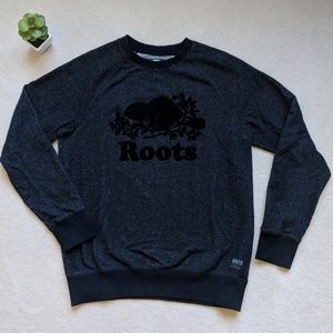 Roots Crewneck Pullover Sweater Heathered Black